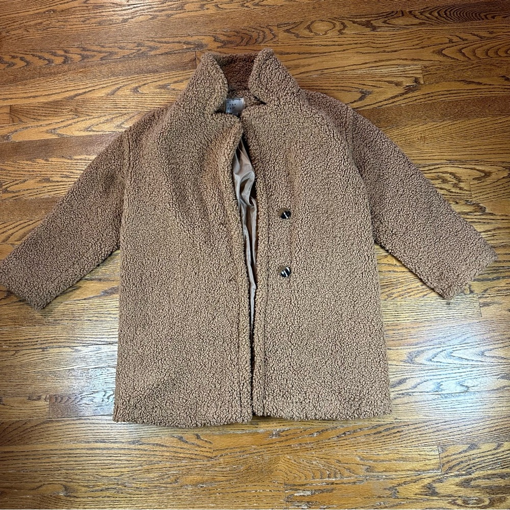 Sherpa Teddy Coat Cognac Brown Women’s Size Medium